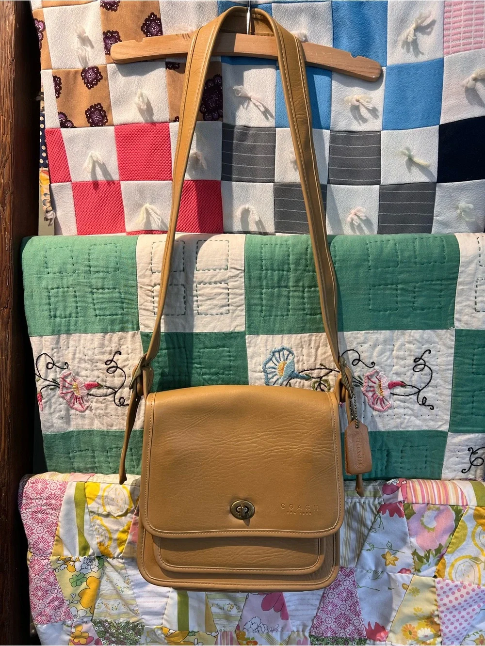 Vintage Coach Tan Leather Crossbody Bag